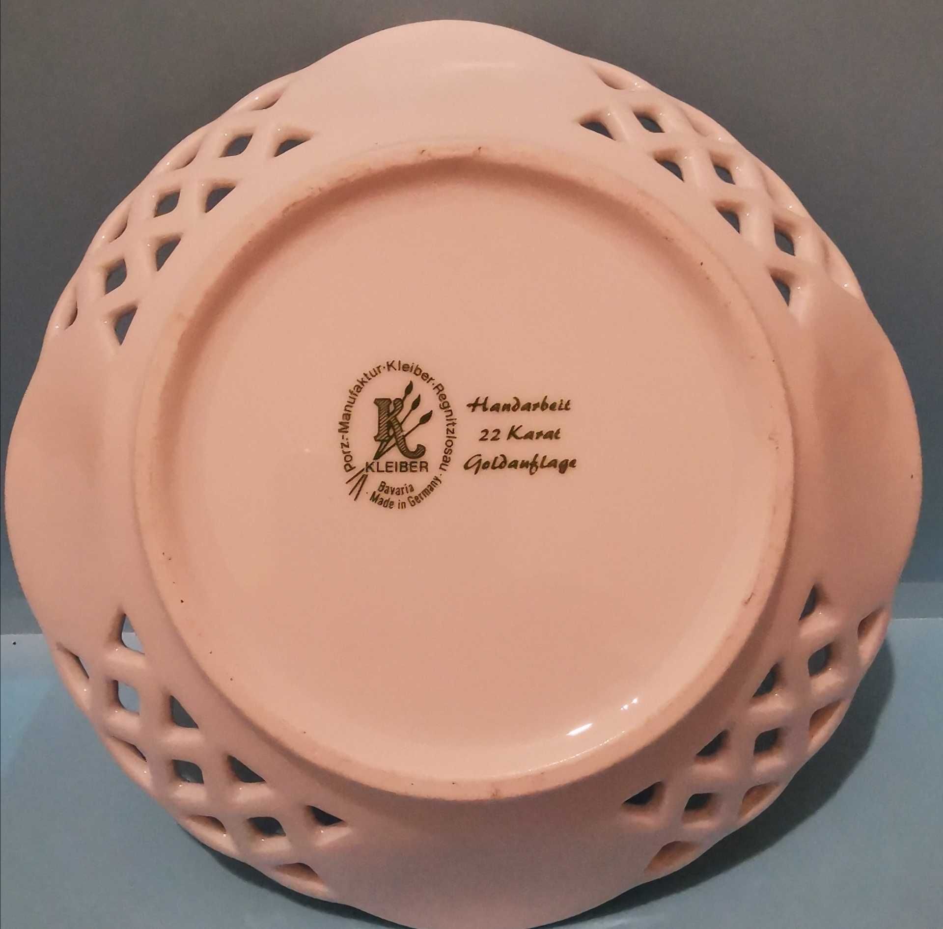 Kleiber 22 karat, koszyk ażurowy, porcelana ręcznie malowana
