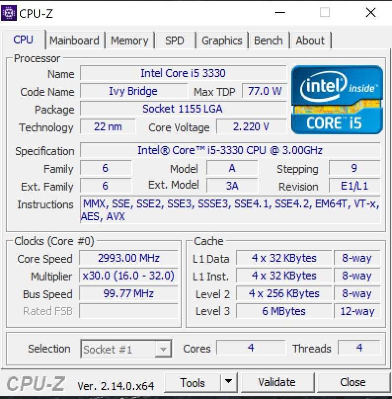 Процесор Intel Core i5 3330
