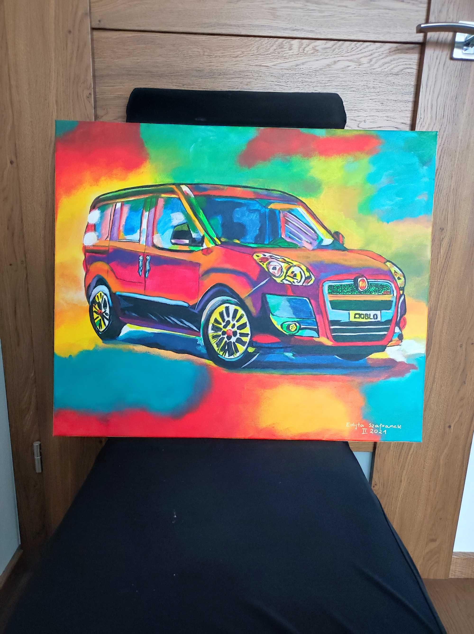 Samochód Obraz Fiat Doblo akryl