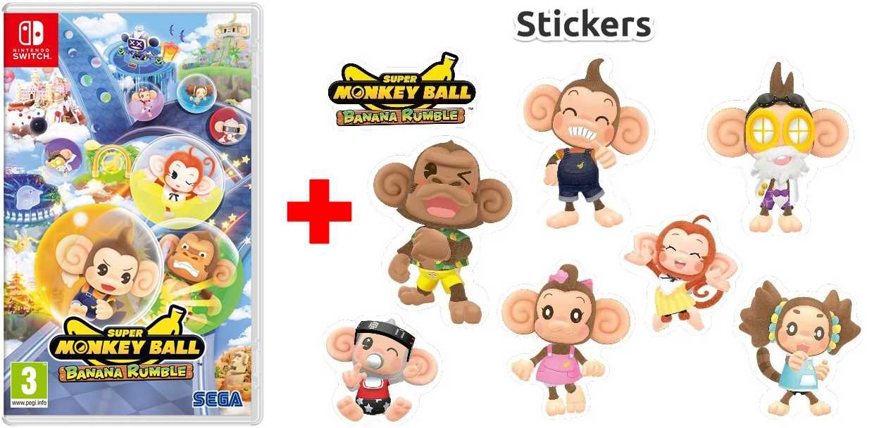 Super Monkey Ball Banana Rumble Nintendo SWITCH +Lite+ Oled + naklejki