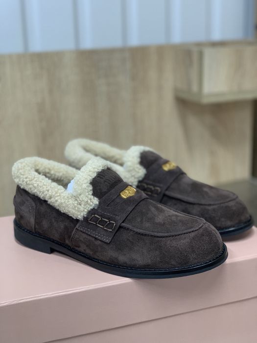 Лофери зимові miu miu з хутром міу міу зимние
