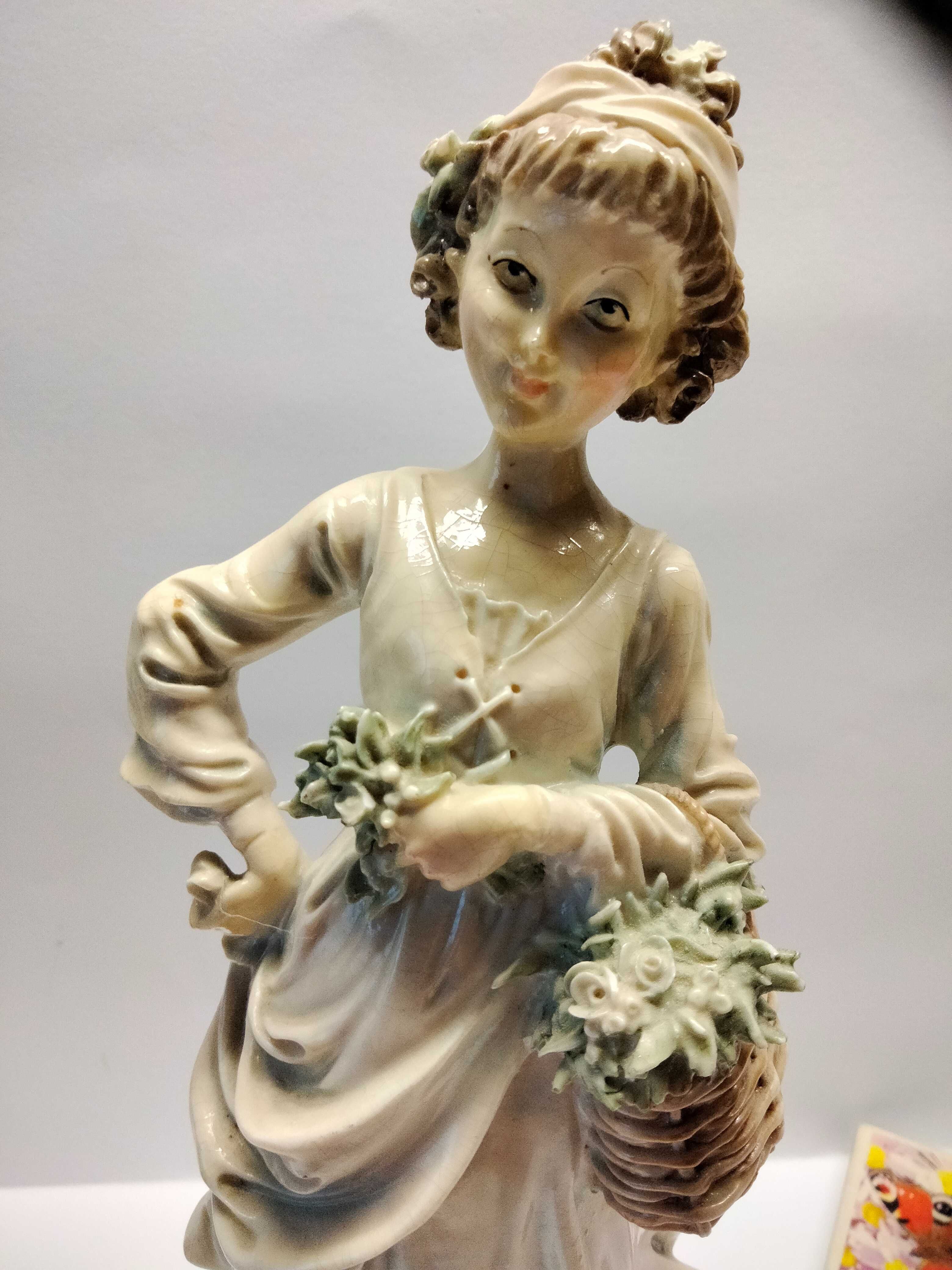Capodimonte kolor Giuseppe Armani figura Dziewczyna z koszem kwiatów