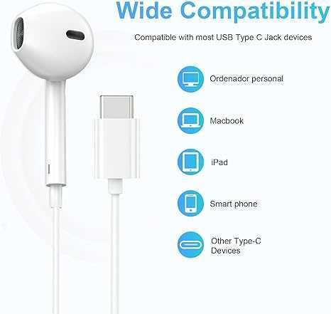 słuchawki przewodowe USB- C 2 sztuki mikrofon biały