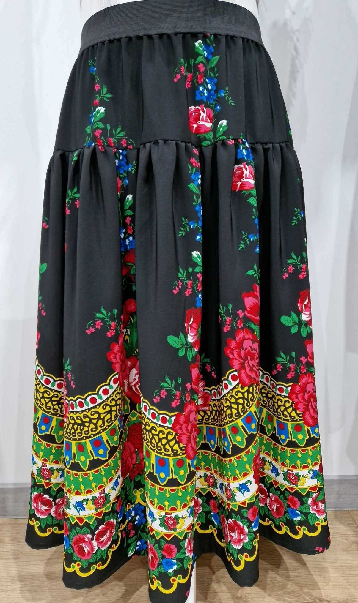 Spódnica damska ludowa, fason z baskinką, 3XL(46), długa