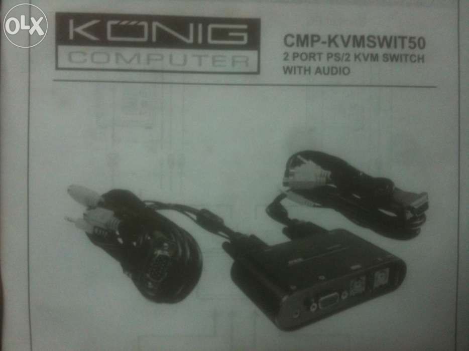 Switch Konig liga 2 PC a 1 teclado e monitor (novo)