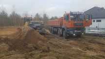 Prace ziemne, Wywóz ziemi, Wywrotka, Transport, Koparka, Wyburzenia