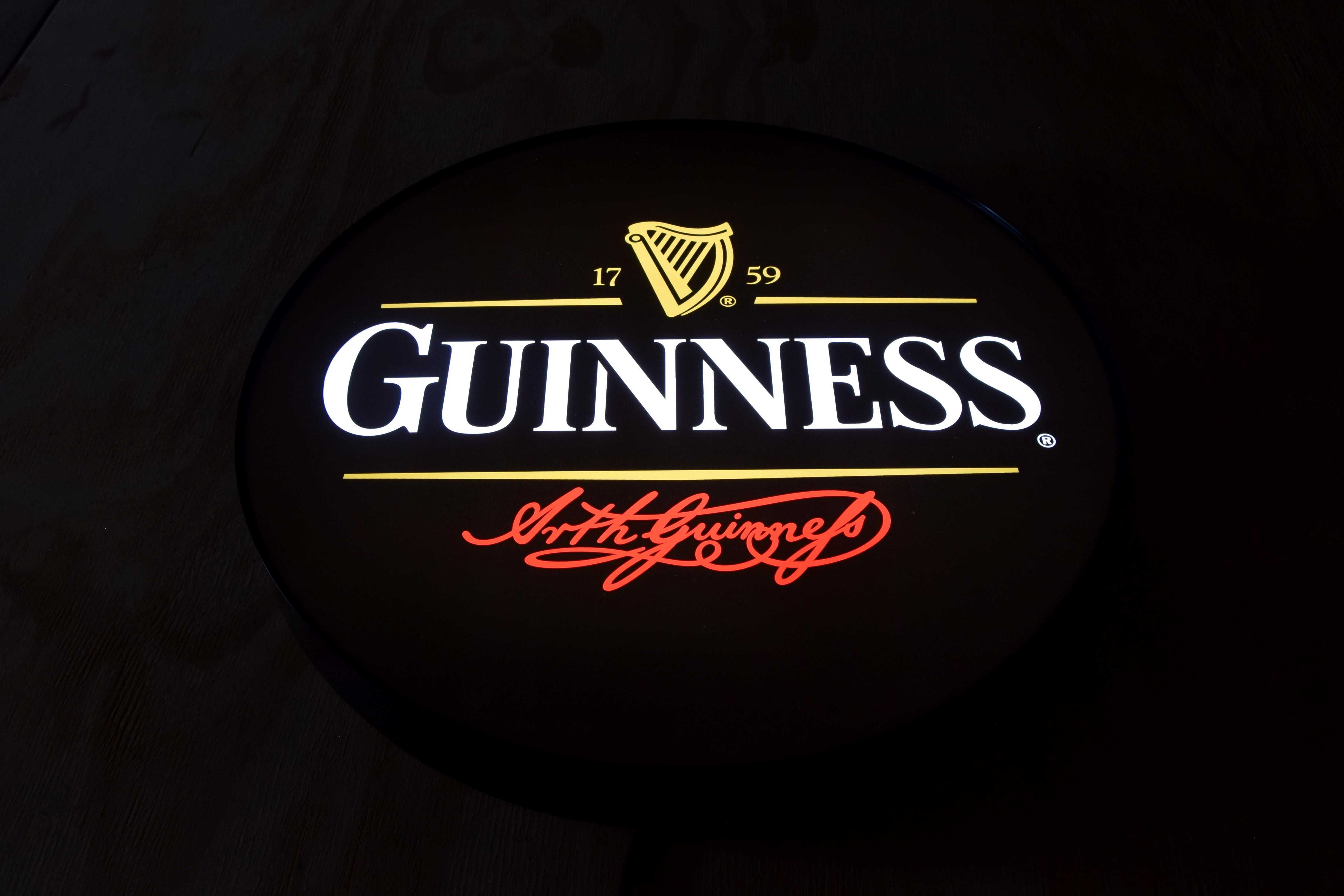 LED Neon GUINNESS, Podświetlana reklama do baru, Szyld, Baner, Kaseton