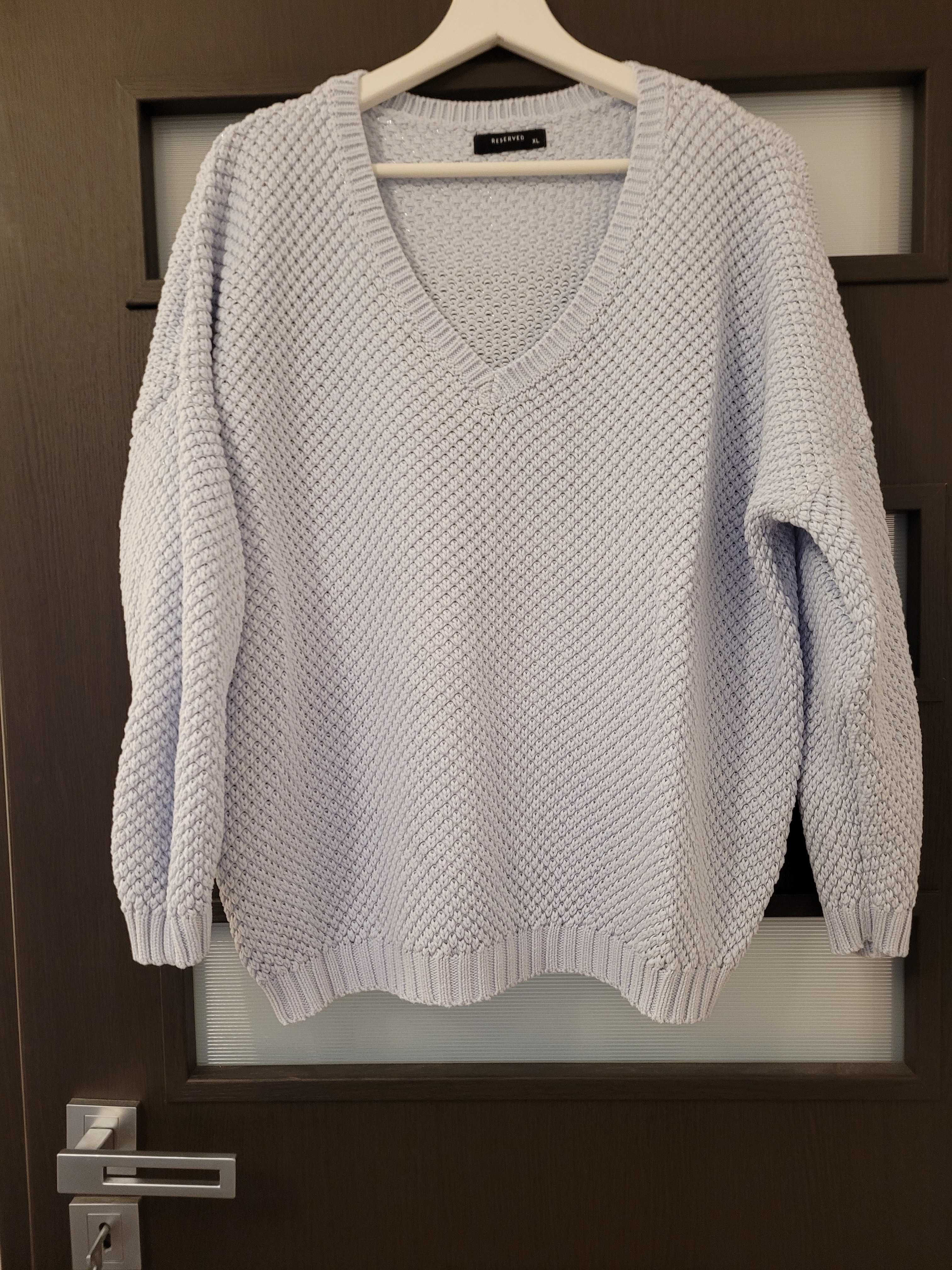 RESERVED Błękitny niebieski sweter oversize bawełna r. 42