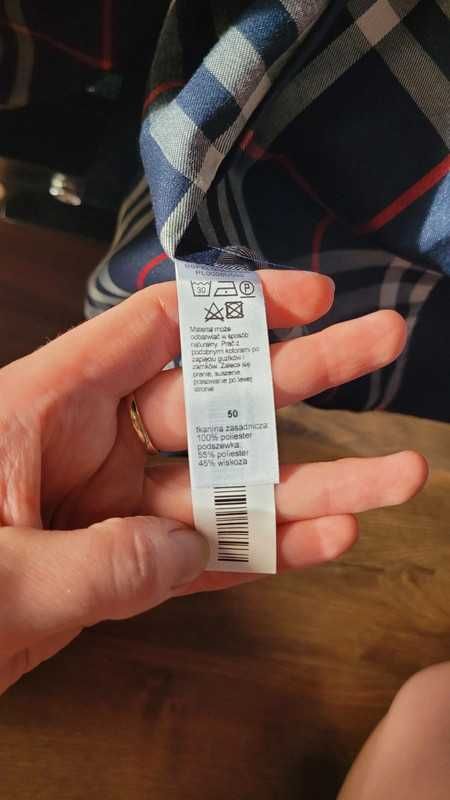 Nowy dwurzędowy płaszcz trencz męski Bytom granatowy r. L/50