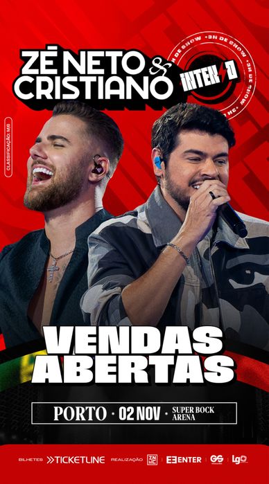2 Bilhetes Zé Neto e Cristiano Porto