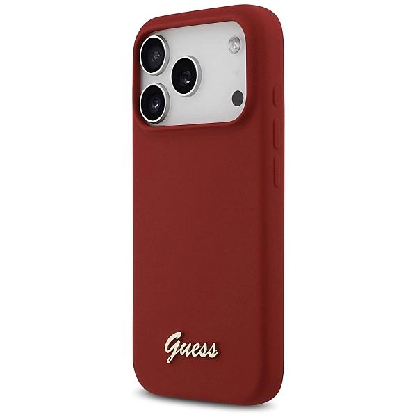 Etui Guess Silicone Script Metal Logo MagSafe na iPhone 17 Pro - czerw