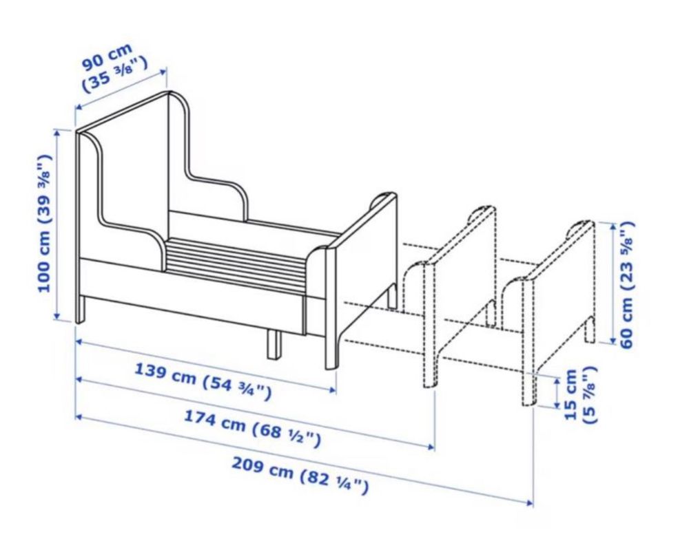 Vendo cama BUSUNGE Cama extensível, branca, 80x200 cm