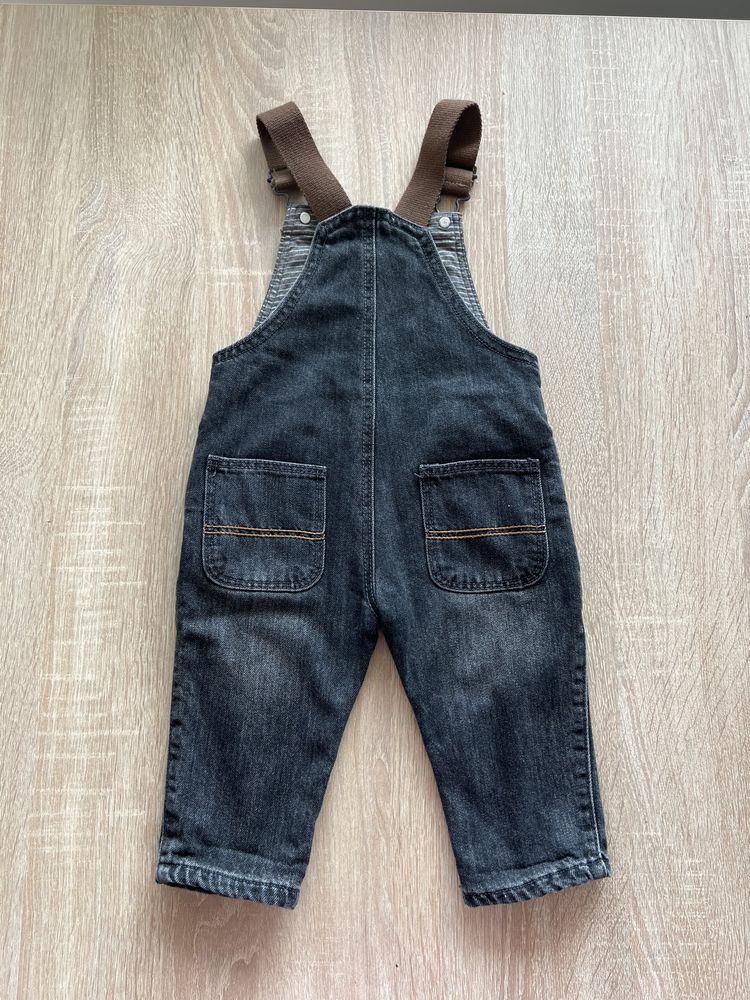 ZARA super spodnie jeansy ogrodniczki chłopięce ocieplane 80 cm!