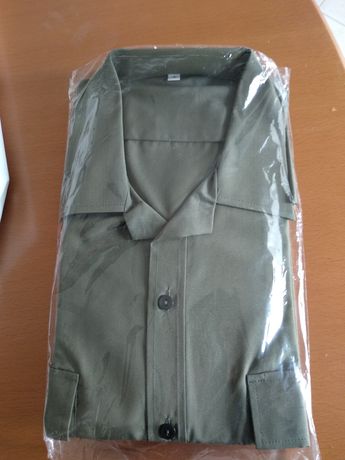 Camisa militar verde tropa  de manga curta - NOVA