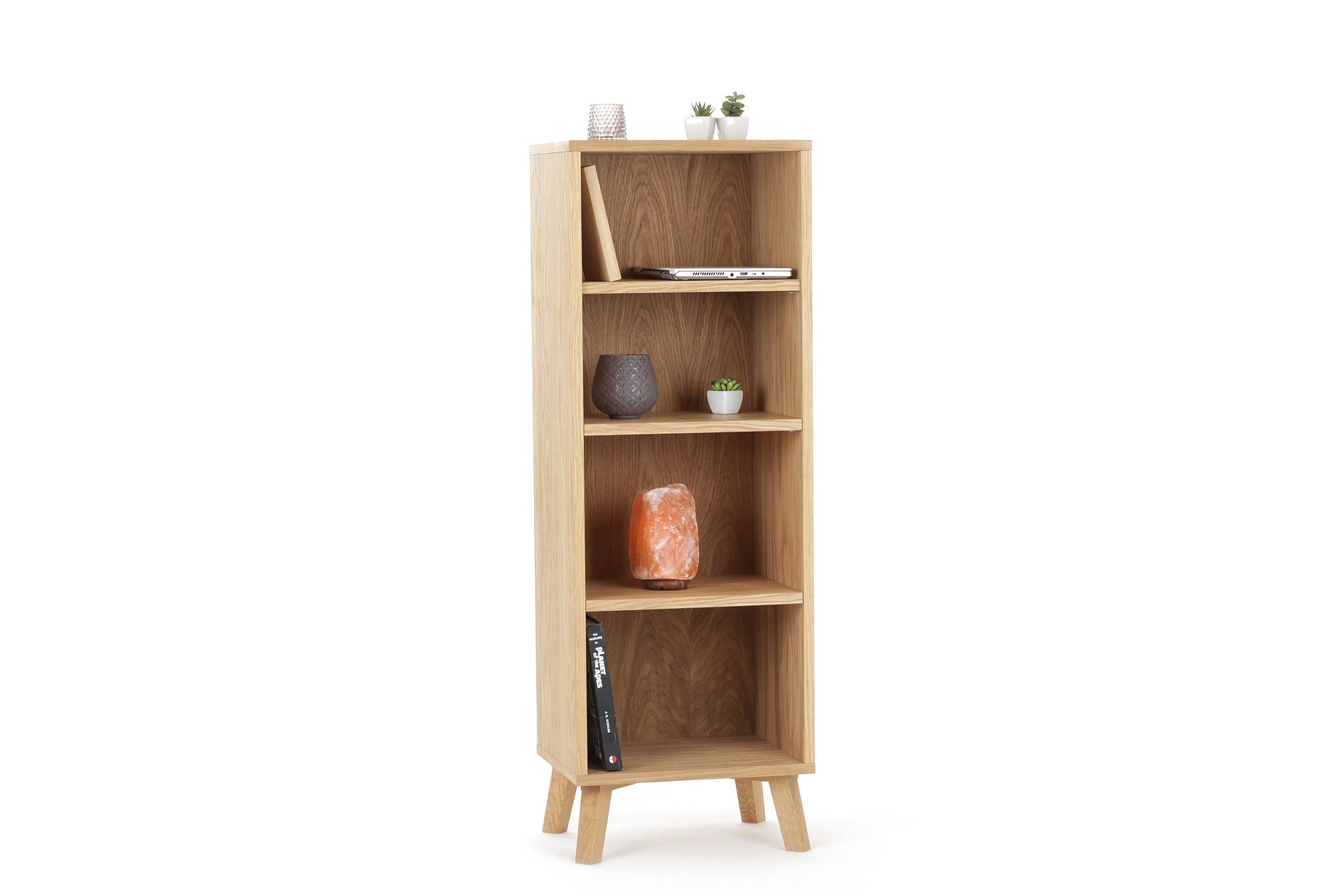 Drewniany regał z 4 półkami 136 cm (dąb fornir)