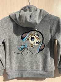 bluza szara rozpinana z kapturem Littlest PetShop, Cool Club, 98 cm