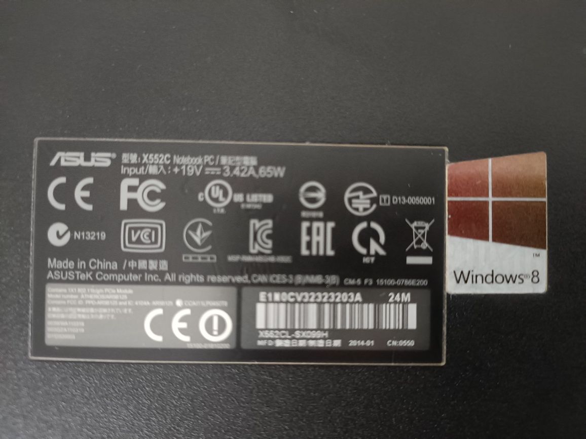 ASUS Modelo X552C sem bateria