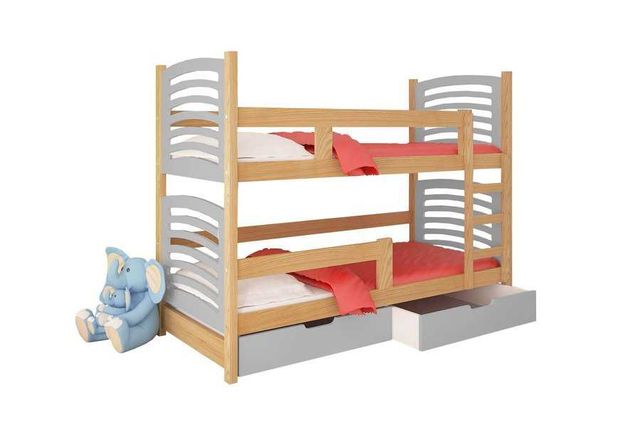 Nowe łóżko piętrowe 2 osobowe dla dzieci JANEK + materace