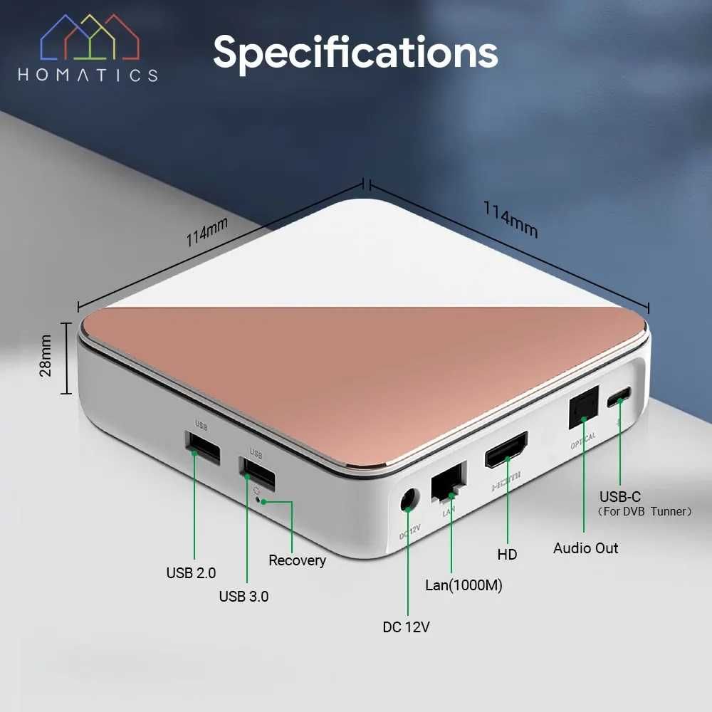 Смарт приставка HOMATICS Box R 4K Plus 4/32GB WiFi6/DVB-T2 /DVB-S2-