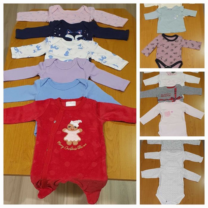 Zestaw ubranek dla dziewczynki, rozm. 52-62 i wanienka