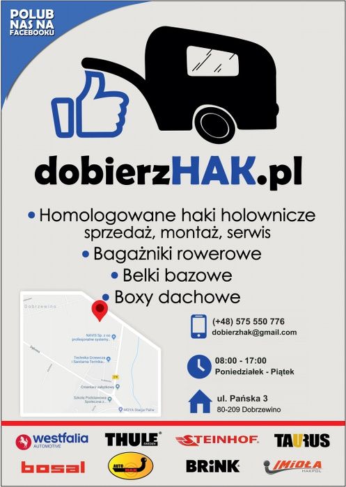 Montaż haków holowniczych, sprzedaż dobierzhak.pl bagażniki boxy