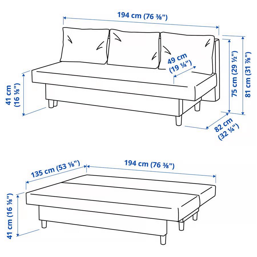 ALVDALEN Sofa 3-osobowa, rozkładana, Knisa ciemnoszary NOWA