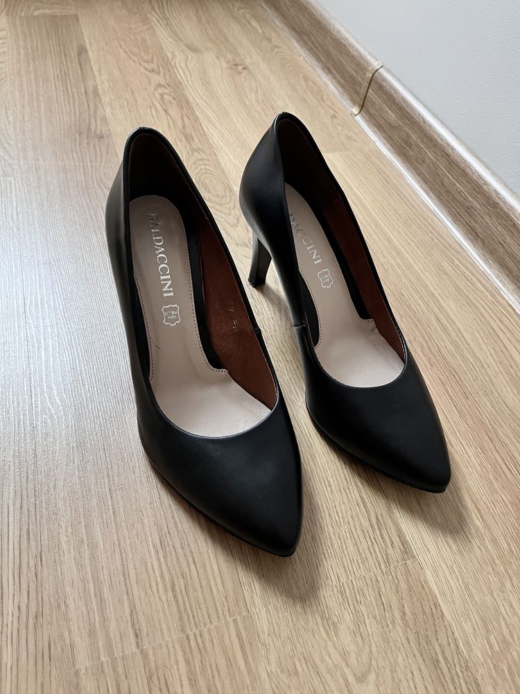 Buty na obcasie czarne 37 baldaccini czółenka półbuty 7,5 cm