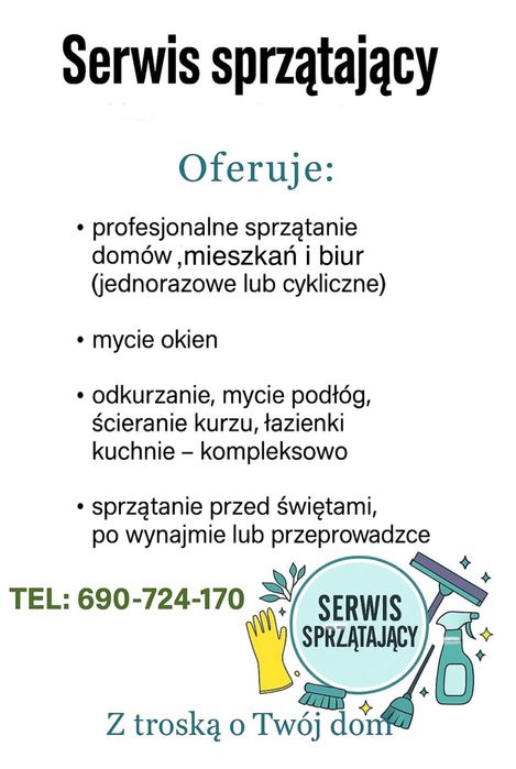 Sprzątanie mieszkań, domów i biur