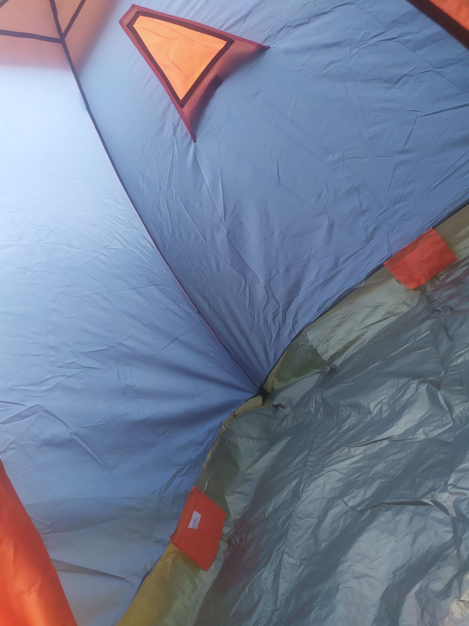 Namiot Dakota typu Igloo dla 3 osób 215 x 205 x 130cm niebieski/pomara