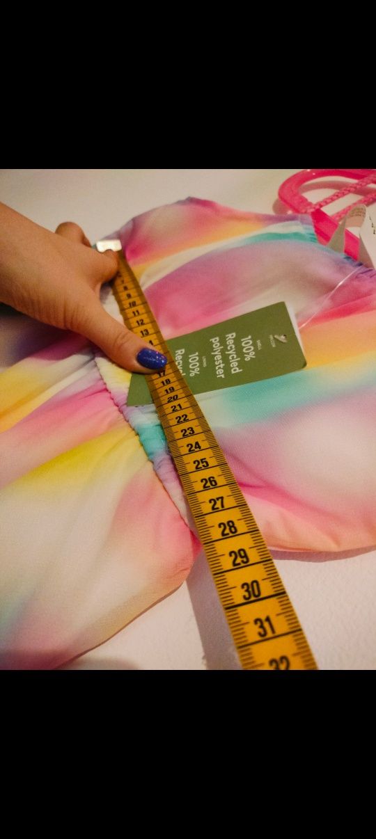 Strój przebranie na balik bal Tęcza sukienka i opaska rozmiar 104 h&m