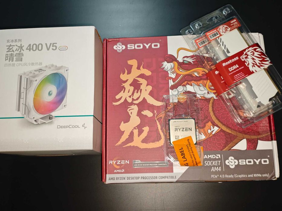 Ryzen 5 3600, B550M SOYO, 32 ГБ DDR4 RGB, Deepcool AG400 ARGB комплект