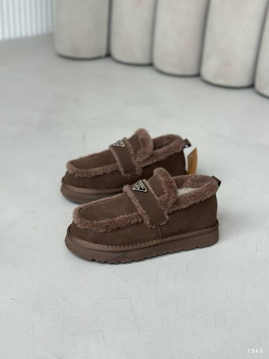 Лофери шоколад зима натуральна замша