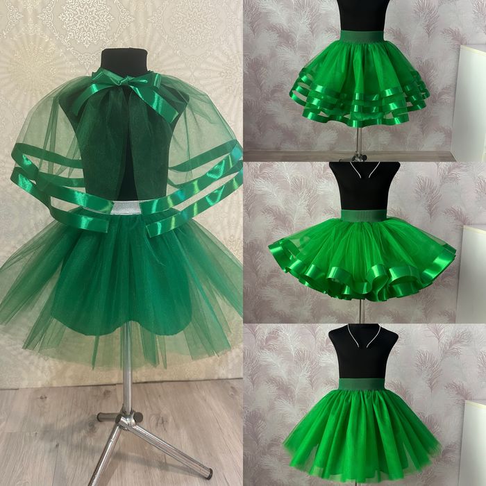 Костюм ялинки , сніжинки. біла фатинова спідниця зелена спідниця пошив