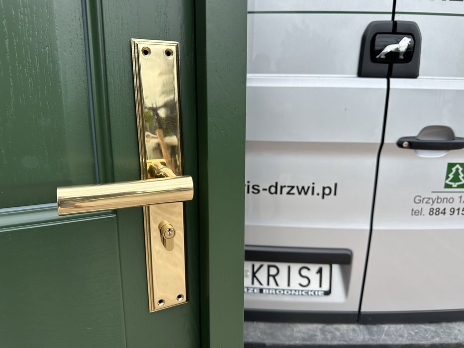 Drzwi zewnętrzne drewniane NA WYMIAR CZYSTE POWIETRZE zielone MONTAŻ