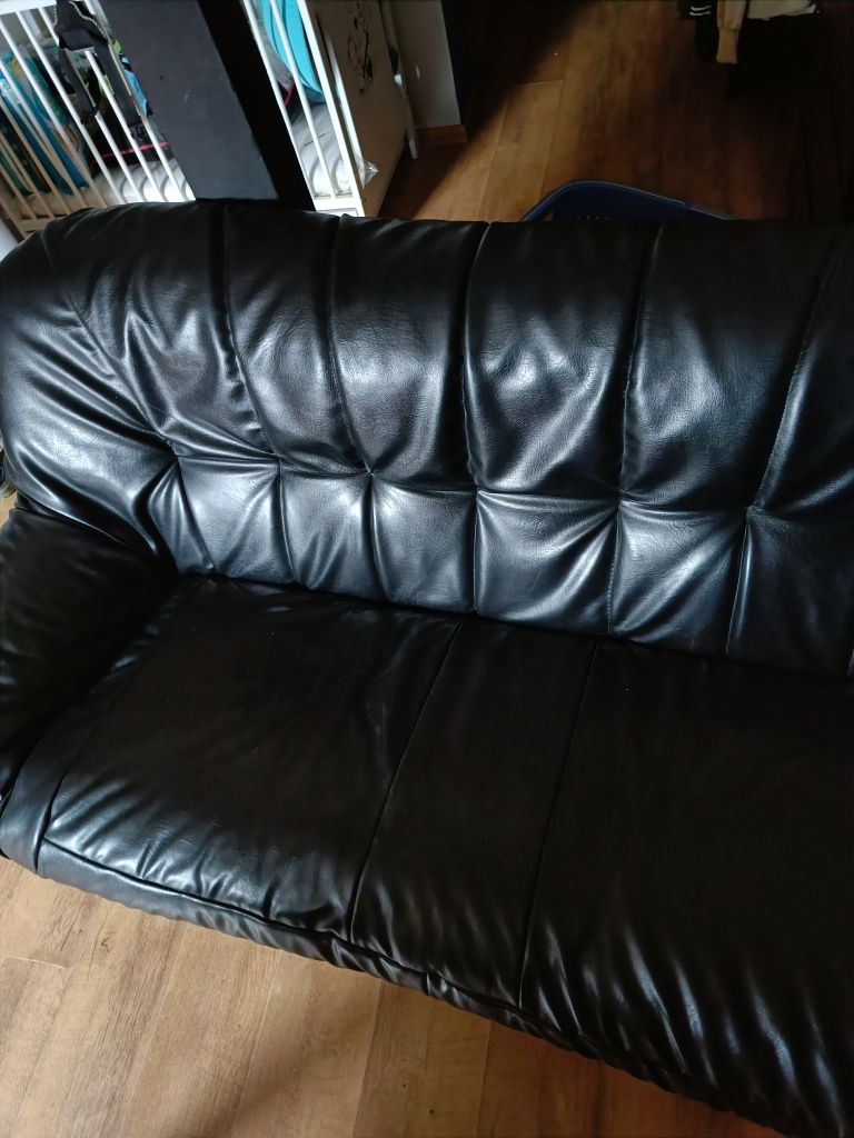 Kanapa Sofa skórzana czarna
