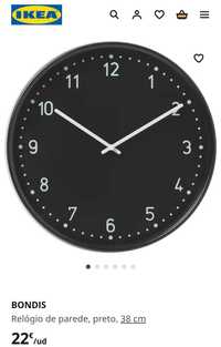 IKEA BONDIS Relógio de parede, preto, 38 cm
