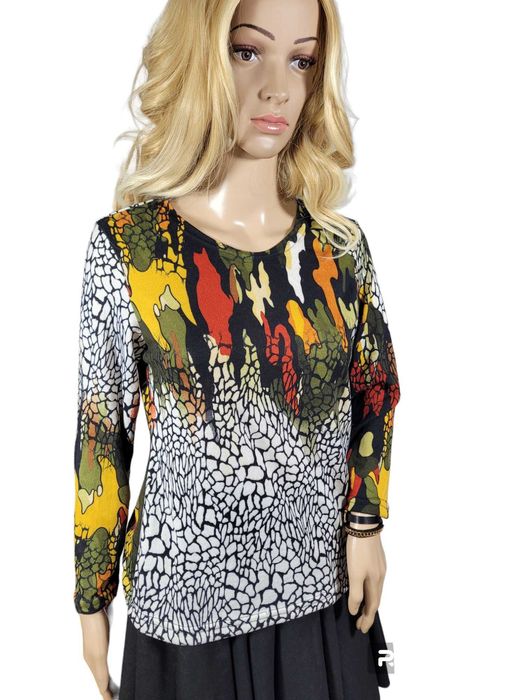 Nowy cienki kolorowy sweter damski sweterek 38,M/40,L oryginalny wzór