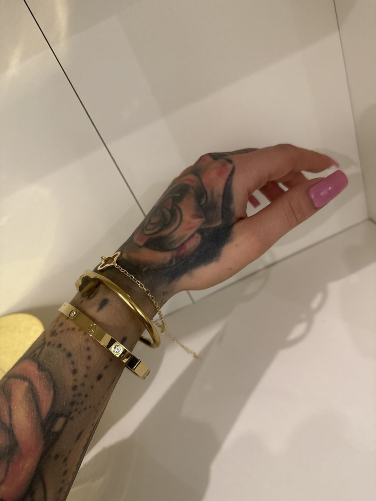 Bransoletki cartier 3 sztuki zestaw love gwozdz koniczynka stal chirur