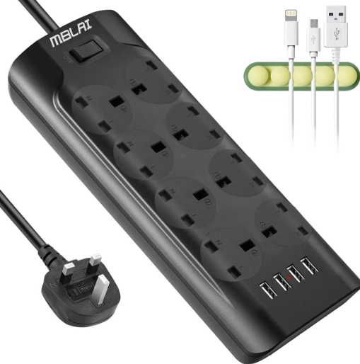 Przedłużacz MBLAI z 8 gniazdami uk 4 gniazda usb