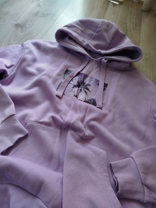 Ocieplana fioletowa bluza z kapturem
