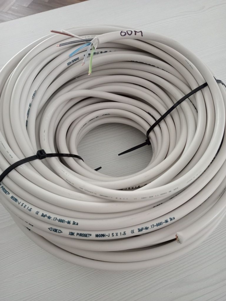 Przewód kabel okrągły 5x1,5 drut 60 m Nowy