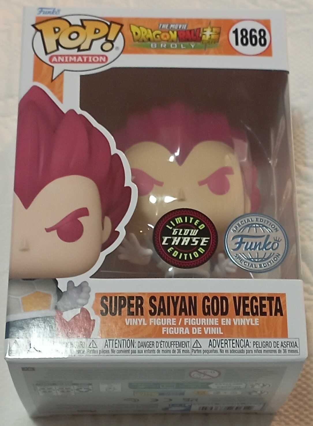 funko pop dragon ball 1868 super saiyan god vegeta glow chase