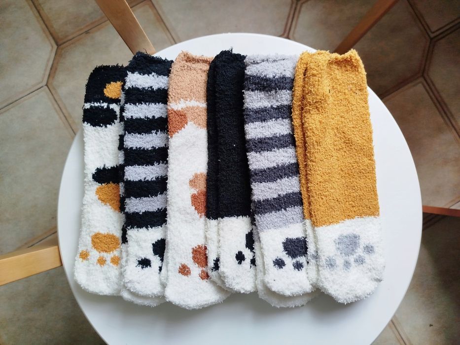 Набір шкарпетки теплі зимові махрові котячі лапки кошачьи носки махра