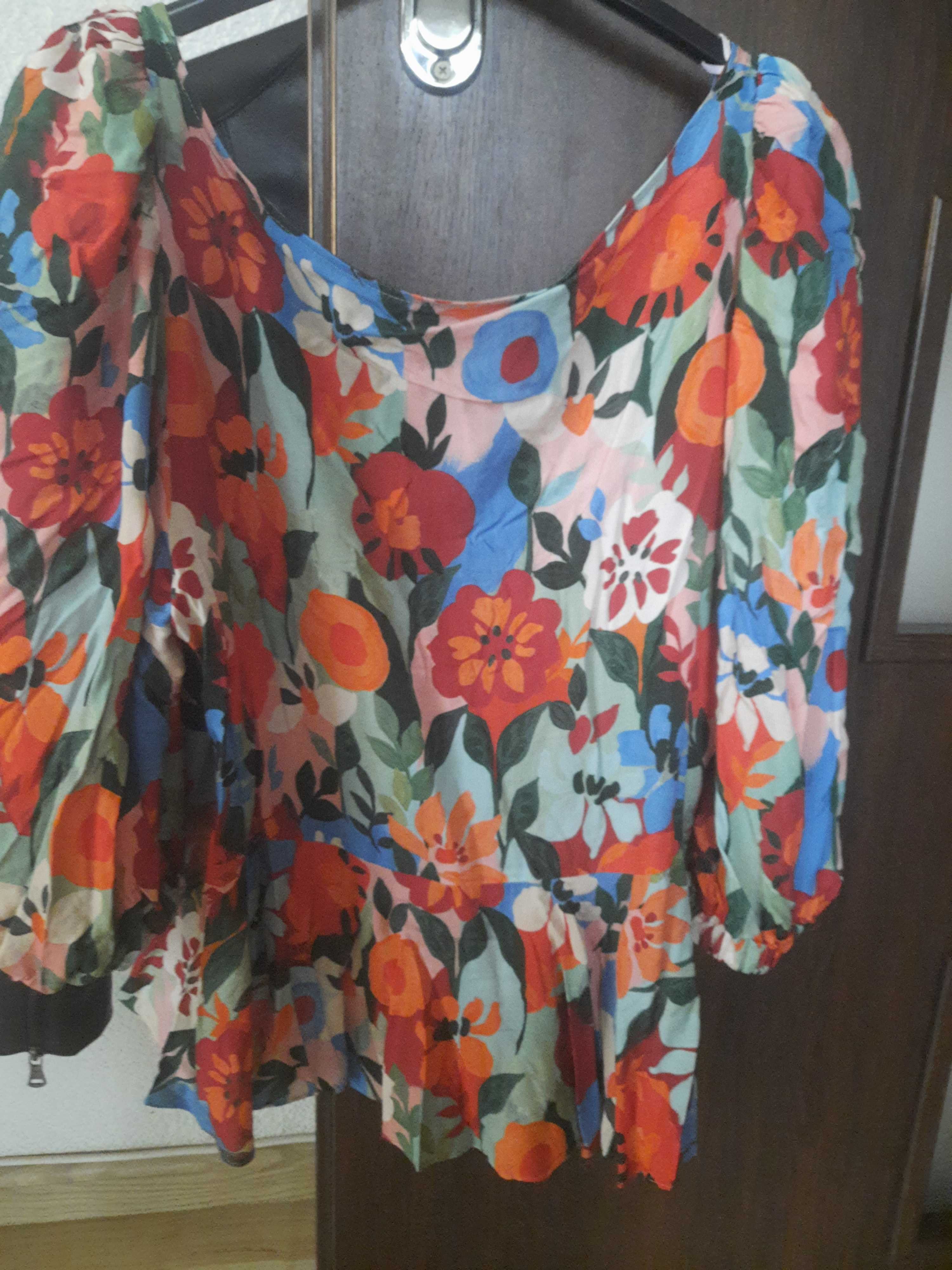 Bluzka letnia  Zara kolorowa  kwiaty M/L