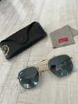 Ray Ban okulary. Złote. Niebieskie szkła