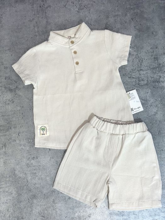 Komplet letni chłopięcy muślinowy 104
