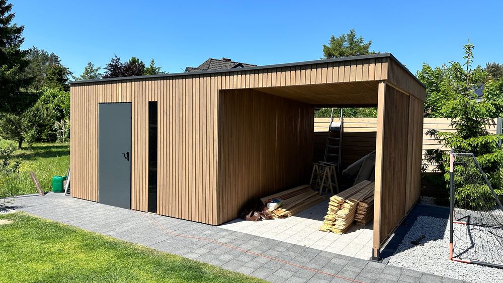 Domek narzędziowy z altaną Modrzew Syberyjski