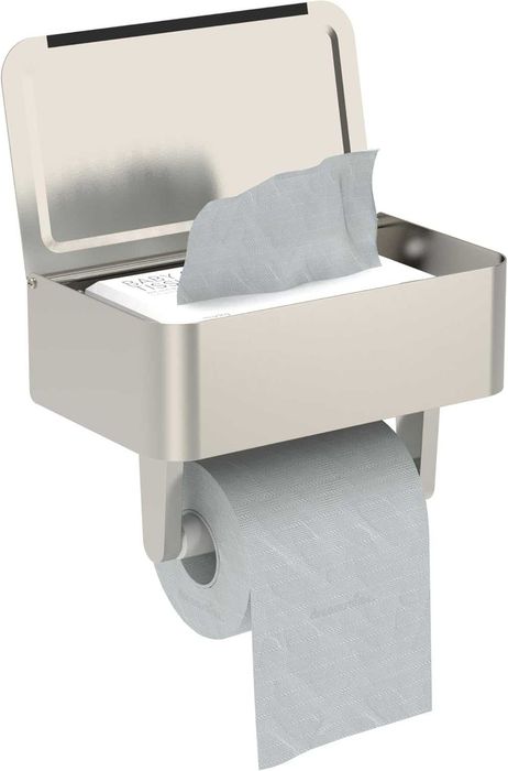 Stalowy Uchwyt Na Papier Toaletowy Z Półką Na Wilgotne Chusteczki