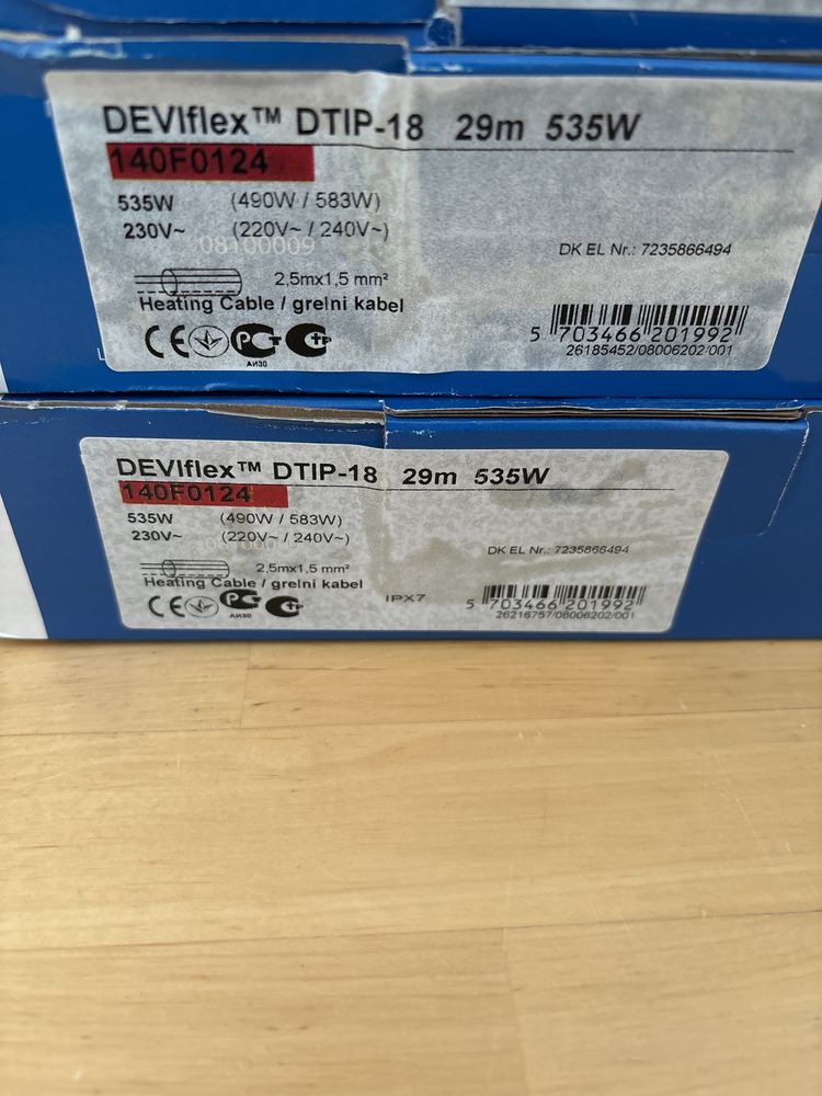 Kable grzewcze Deviflex dtip-18 29m 535w 2sztuki
