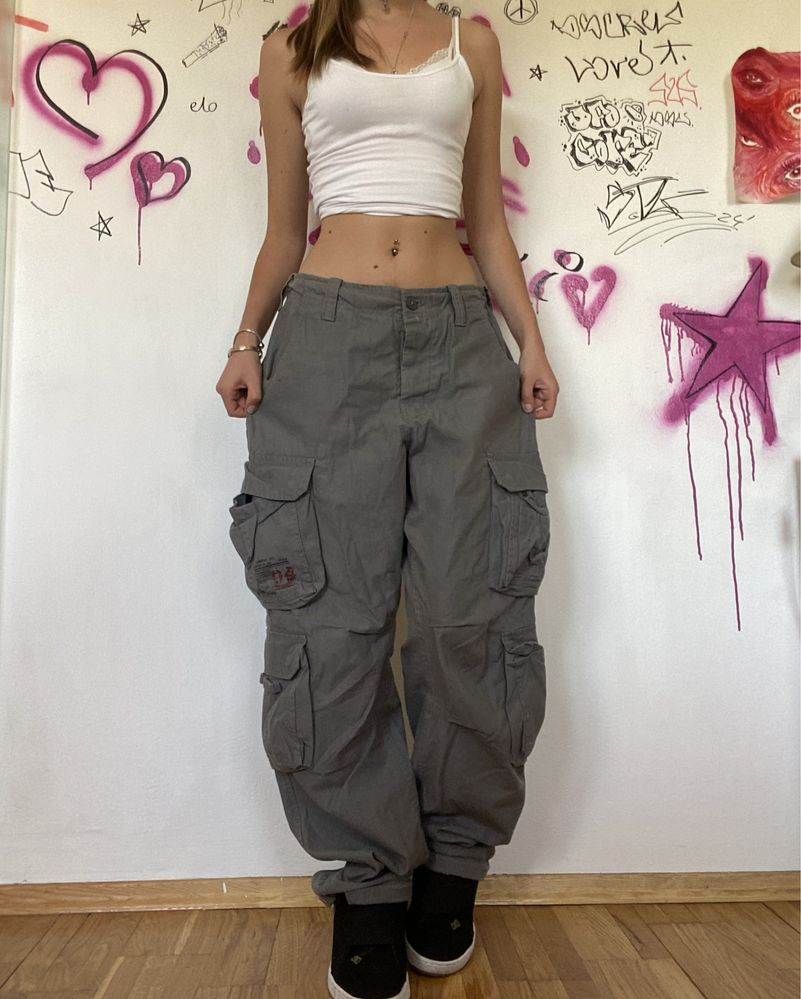 military naggy pants szerokie spodnie